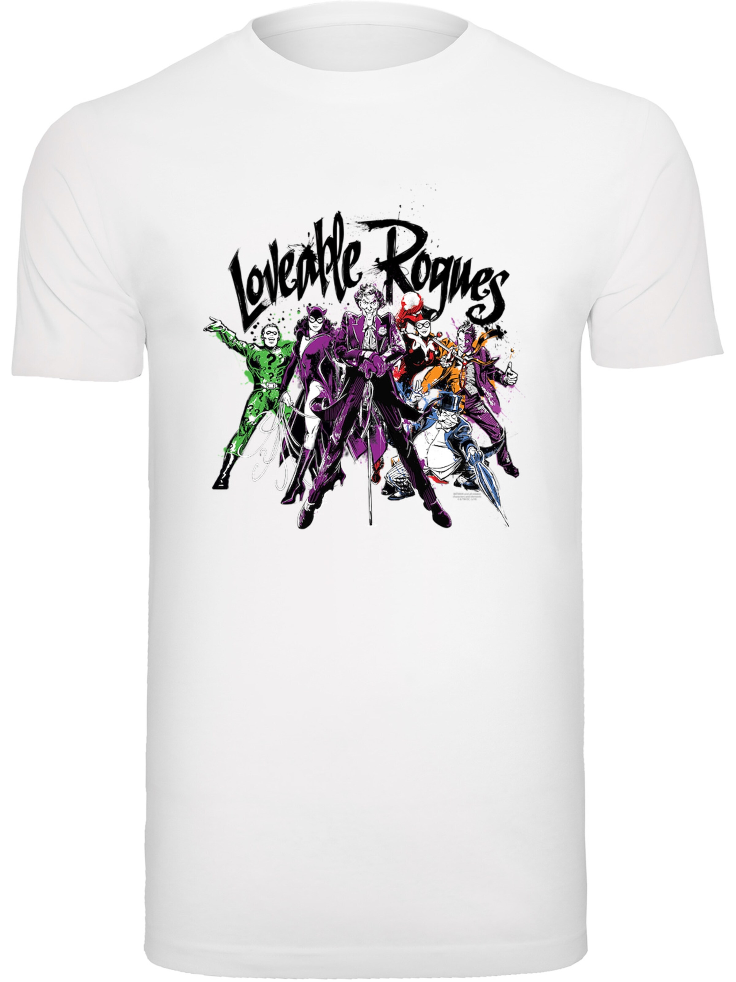 F4NT4STIC Shirt 'Batman Loveable Rogues' in Wit: voorkant