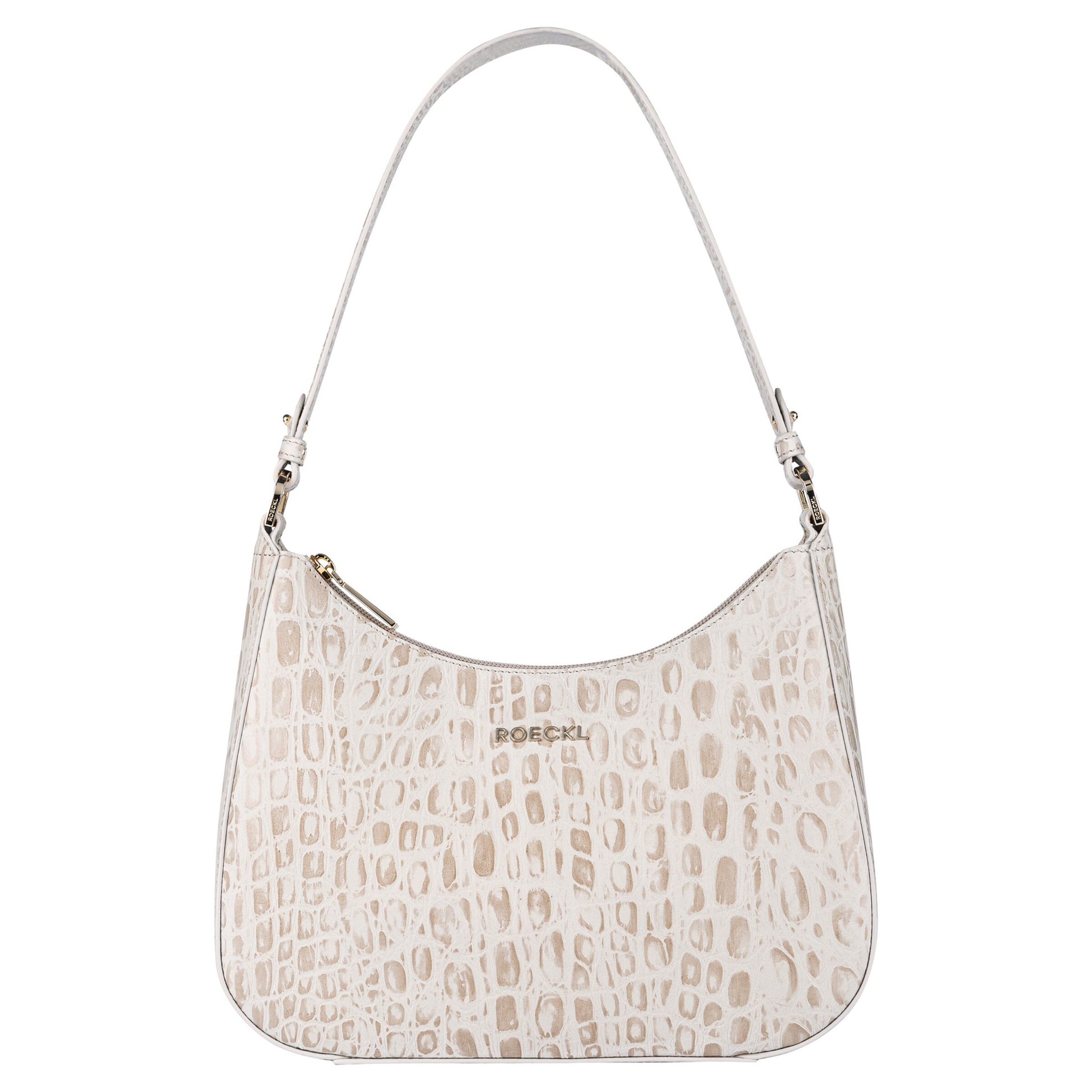 Borsa a spalla 'CLEO SCHULTERTASCHE CROCO SMALL' di Roeckl in beige: frontale