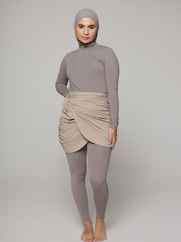 SIYA Swimwear High neck Badeanzug 'West – Burkini/Modest' in Beige: Vorderseite