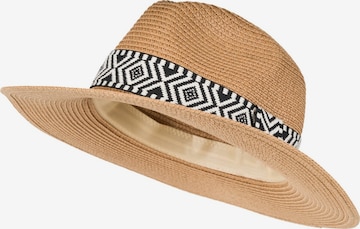styleBREAKER Hut 'Panama Strohhut Hutband Azteken Muster' in Braun: Vorderseite