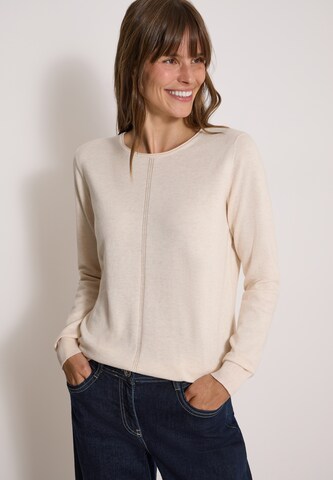CECIL Basic Pullover mit Rundhals in Unifarbe in Beige: Vorderseite