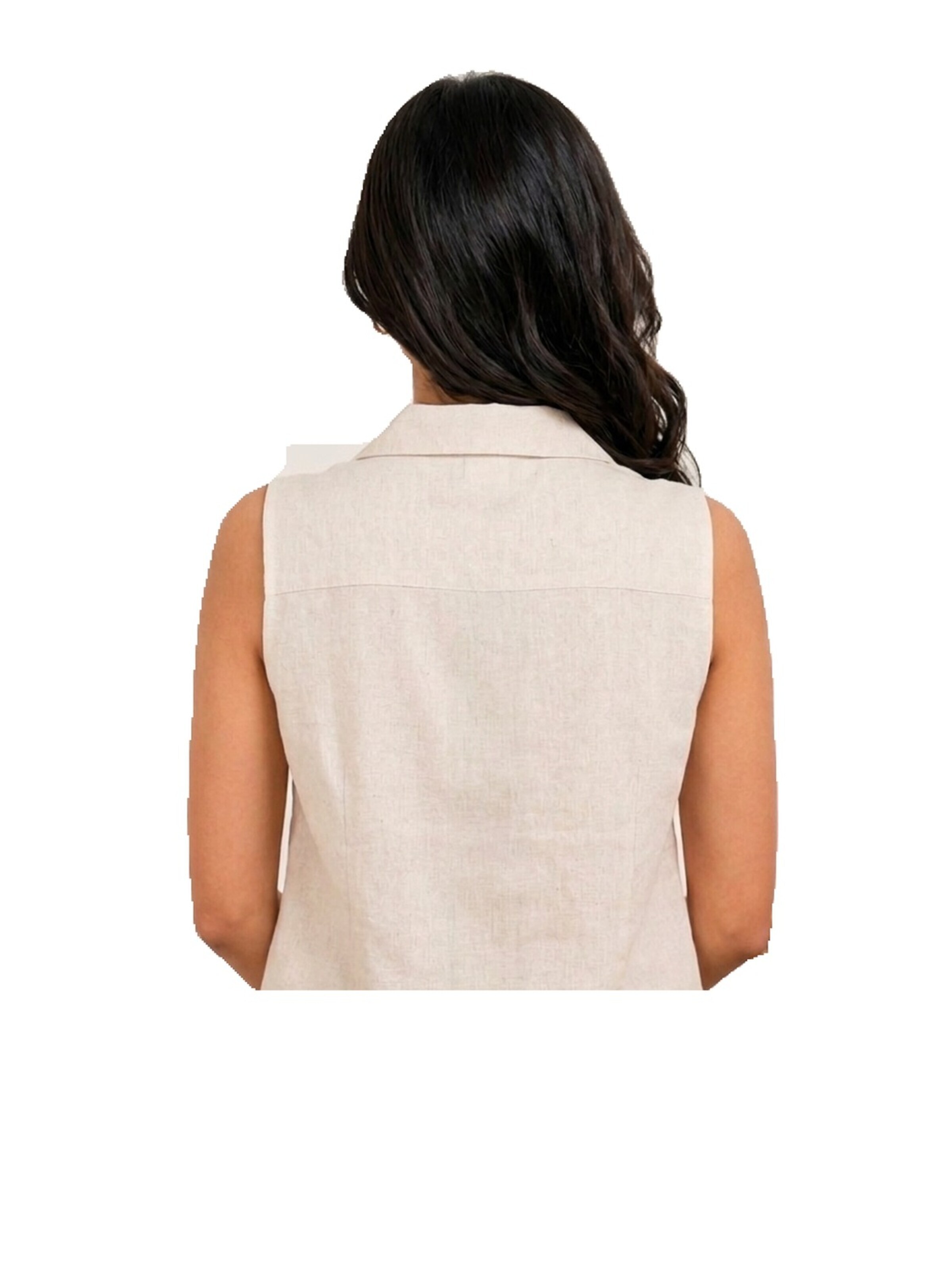 Chemisier 'Ivory Hand-Embroidered Cotton Sleeveless Shirt' Reich Couture en beige