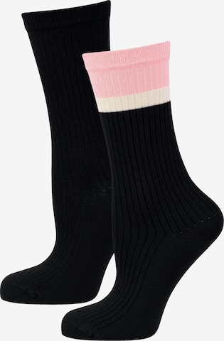 Nur Die Socks ' Soft Modal Ripp ' in Black: front