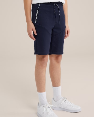 WE Fashion - Slimfit Calças de desporto em azul