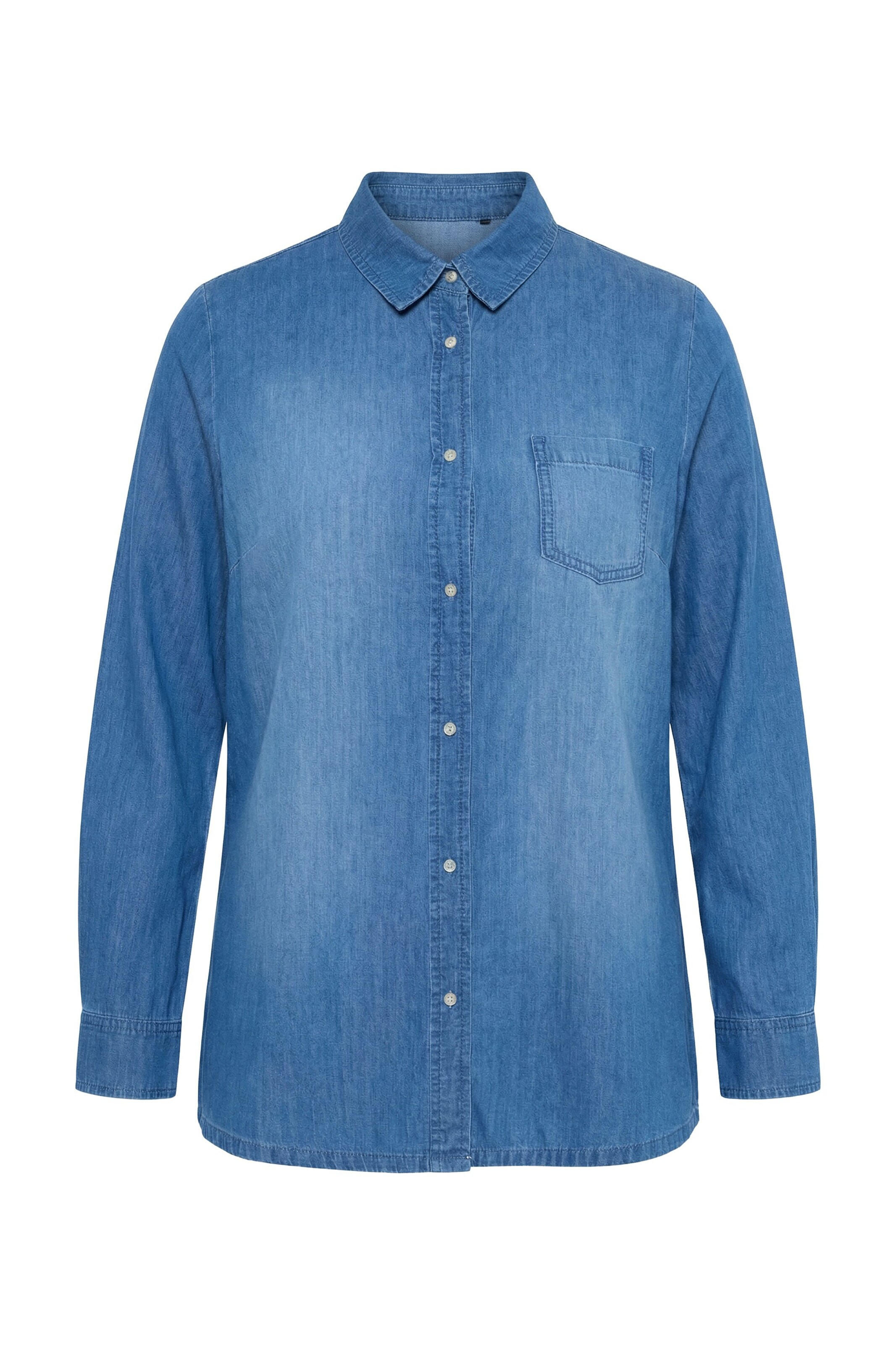 Ulla Popken Bluse in M-L in blue denim, Produktansicht