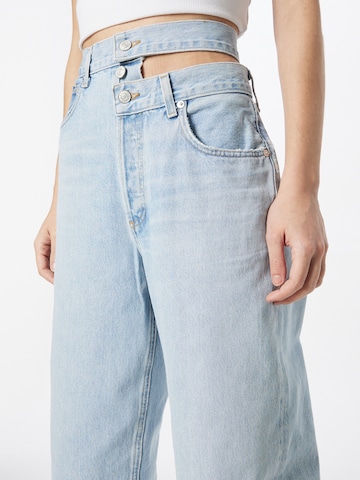 AGOLDE Wide Leg Jeans 'Broken Waistband' in Blau