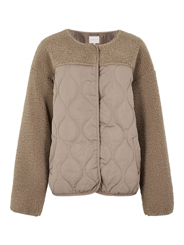 Apricot Contrast Borg Quilted Jacket ' ' in Braun