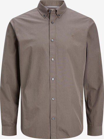 JACK & JONES Regular fit Button Up Shirt in Brown: front