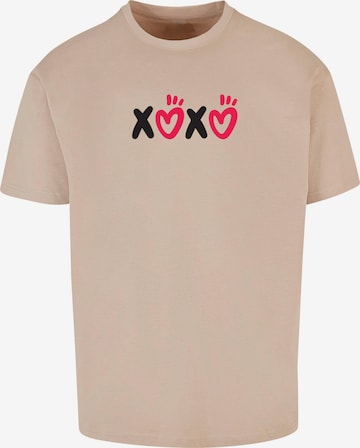 Merchcode T-Shirt 'Valentines Day - Xoxo' in Beige: predná strana