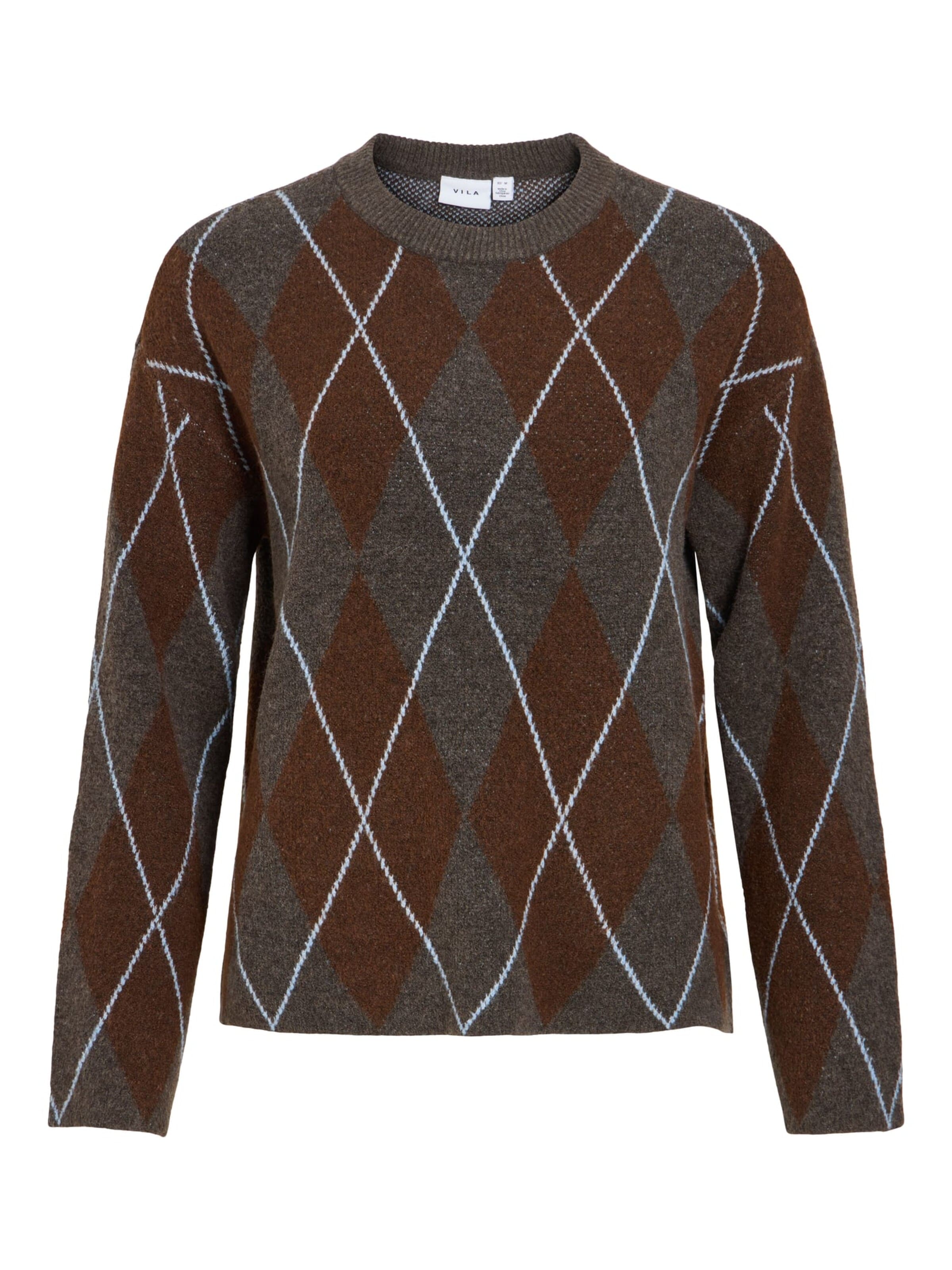 VILA Jersey en XL en marrón / umbra / blanco, Vista del producto