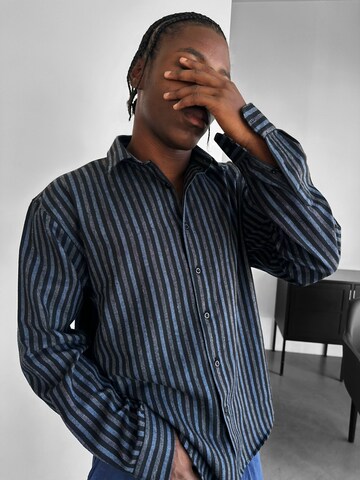 Kleidermafia Comfort fit Overhemd 'Thick Checked Winter Shirt - Blue' in Blauw