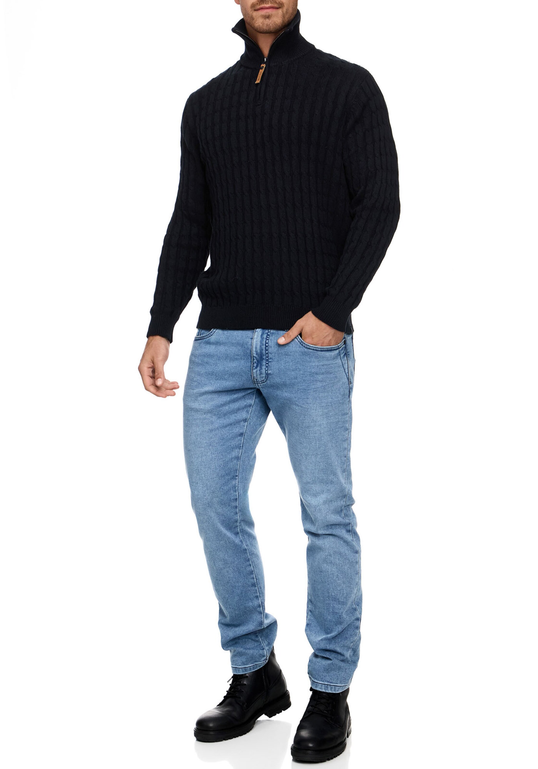 INDICODE JEANS Pullover in Schwarz