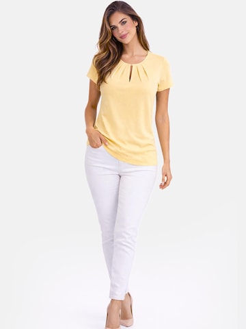 REGINA FASHION Blouse 'Short Sleeve Blouse with Pleated Neckline' in Yellow