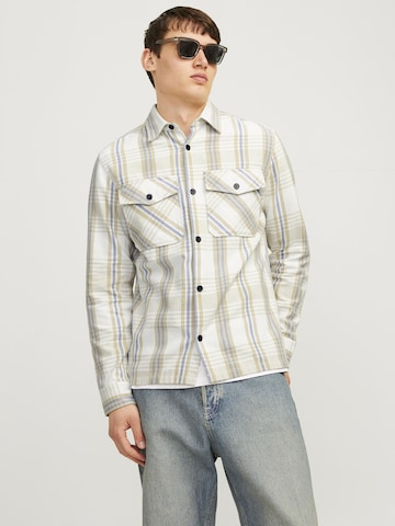 JACK & JONES Comfort fit Button Up Shirt in Beige: front
