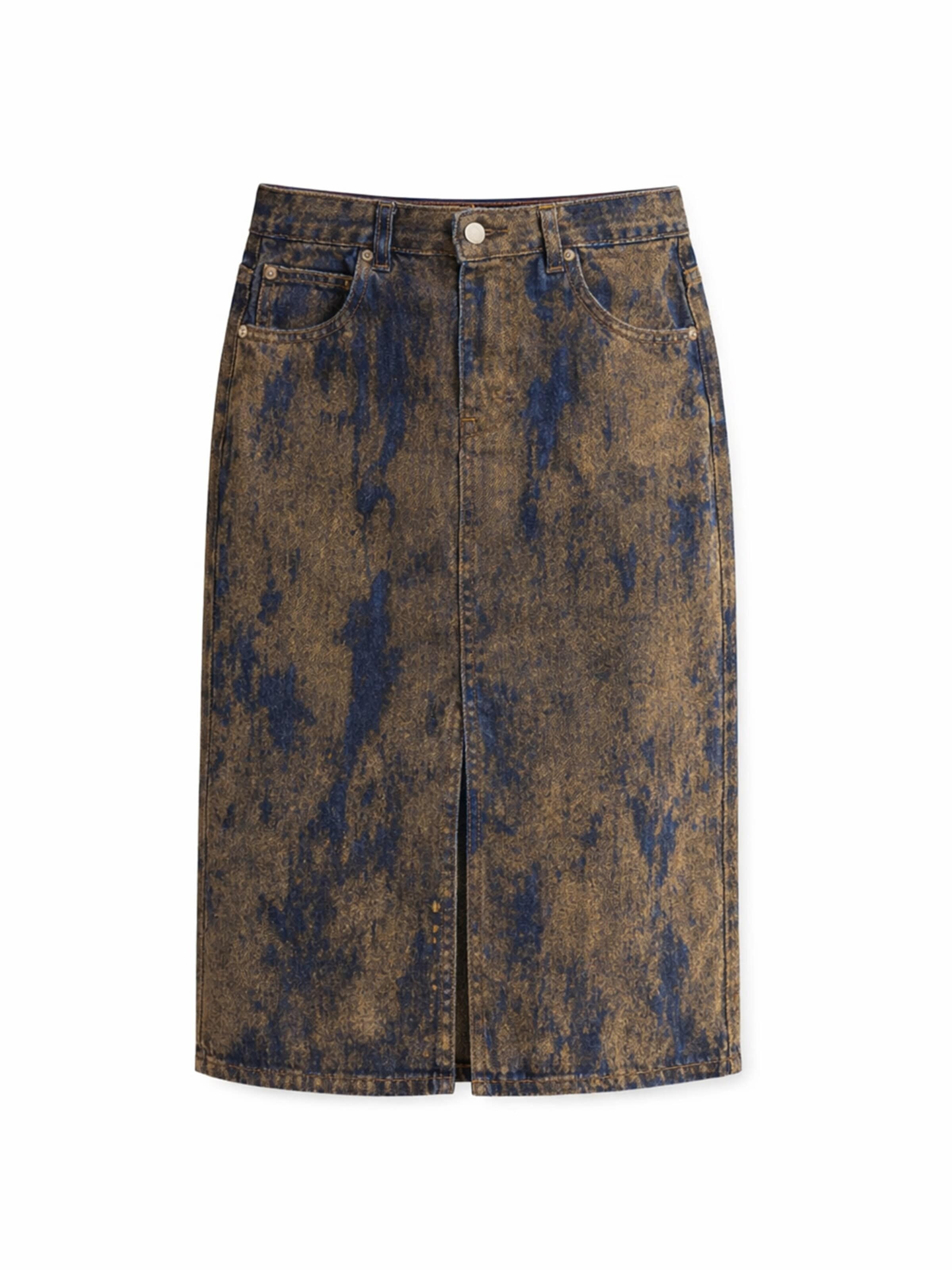 IT'S BASIC Rok 'Midi Denim Skirt' in Blauw: voorkant