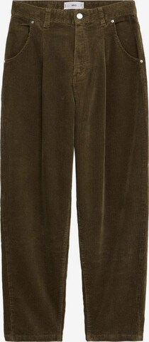 MANGO Normální Kalhoty se sklady v pase – zelená: přední strana