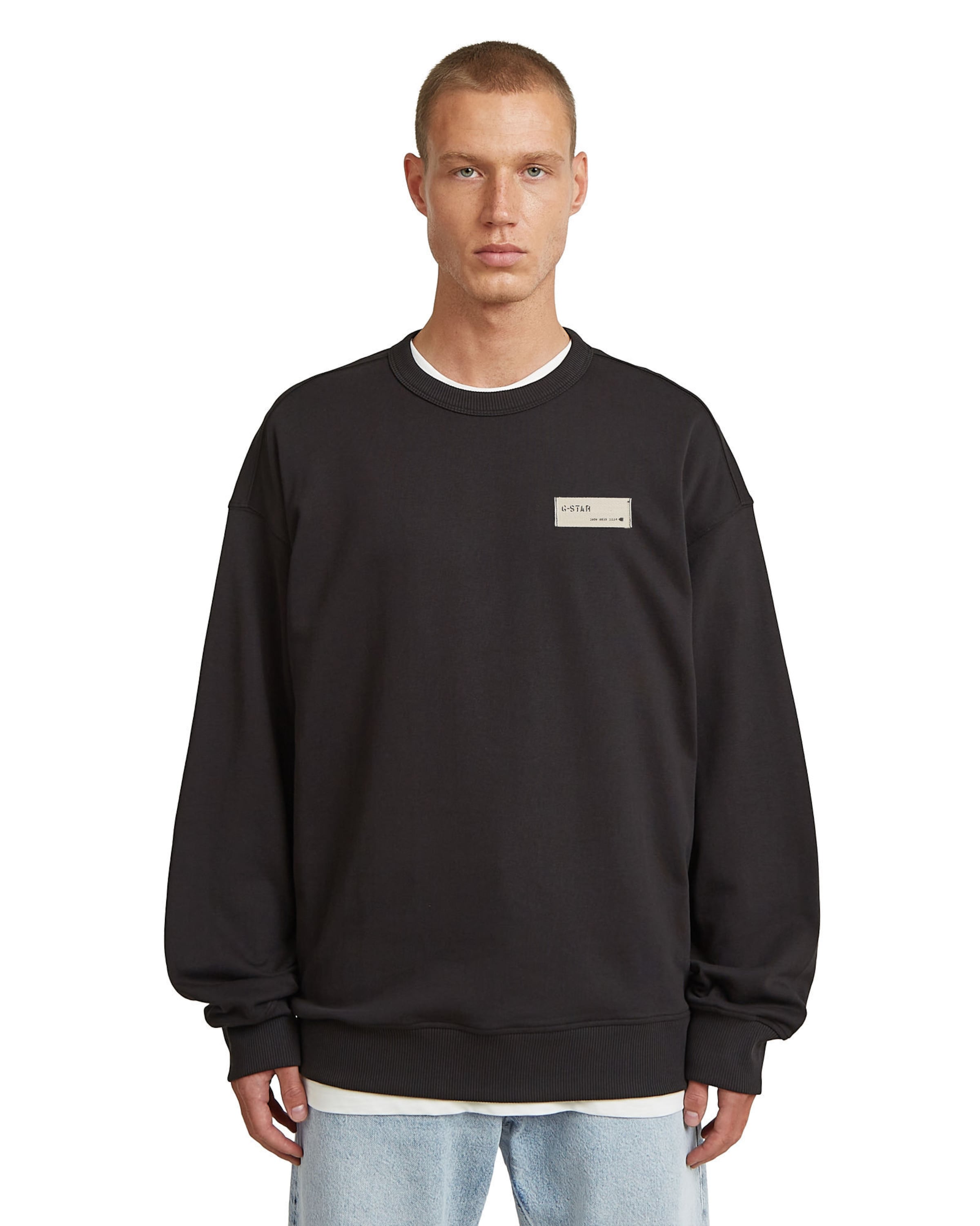 G-STAR Sweatshirt - 'HB Badge Sweater' in Schwarz: Vorderseite