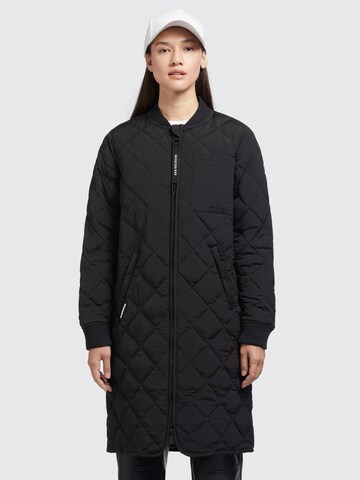 khujo Between-Seasons Coat in Black: front