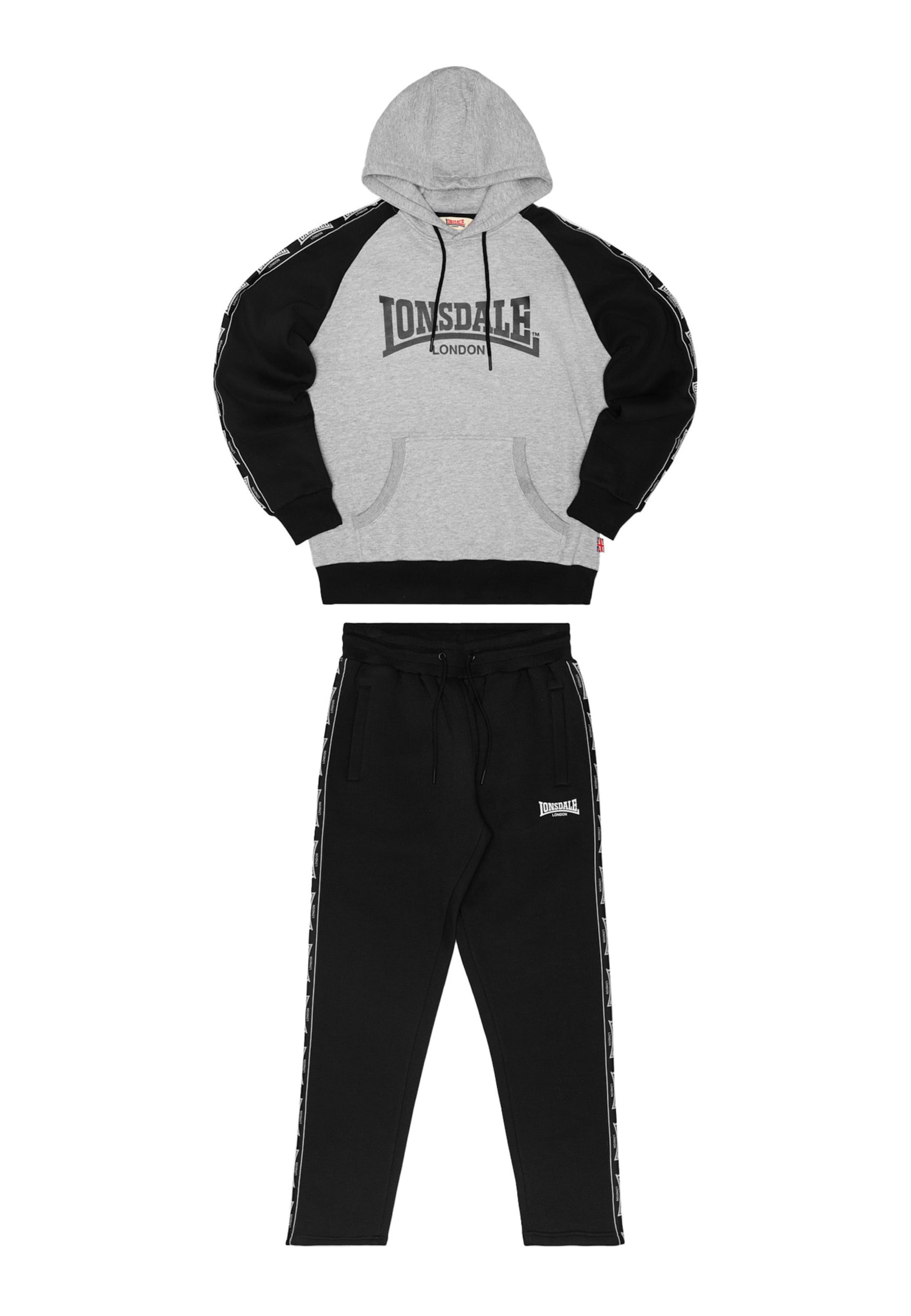 LONSDALE Sweat suit 'Holburn' in Grey: front
