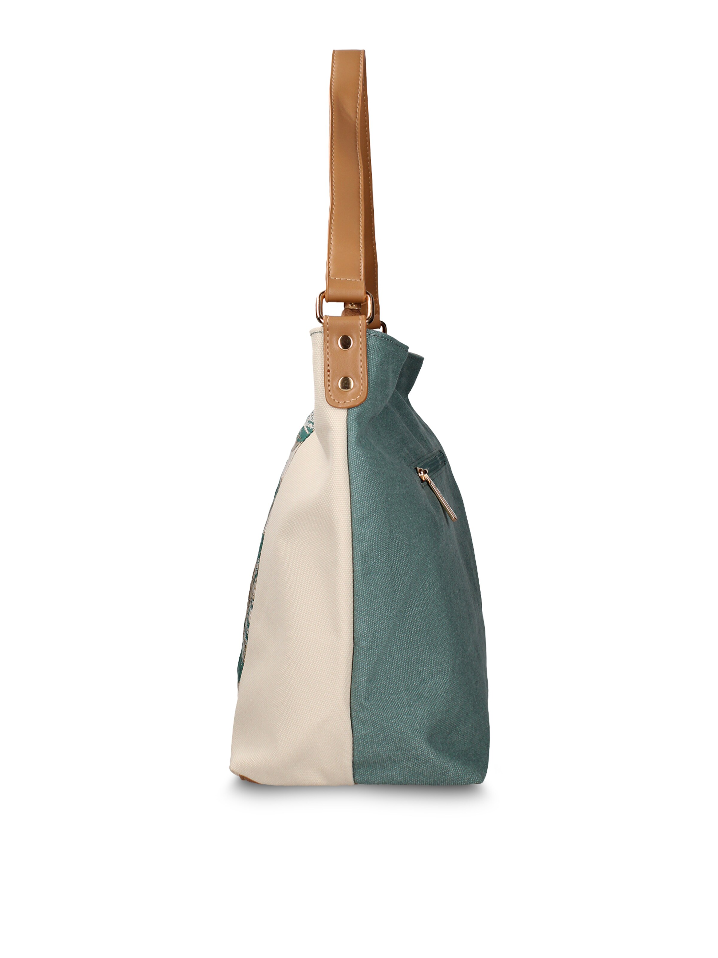 Borsa a mano 'Borsa a tracolla Gianmarco Venturi Alizé pelle vegana bicolore stampa floreale' di GianMarco Venturi in verde