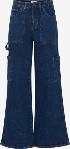 Wide leg Jeans cargo 'CAMRYN' di ICHI in blu: frontale