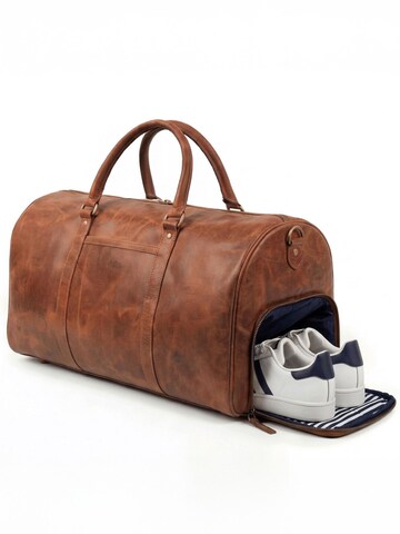 SID & VAIN Reisetasche 'Weekender mit Schuh-Fach SKYLER echt Leder'‌‌‌‌‌‌‌ in Braun: Vorderseite