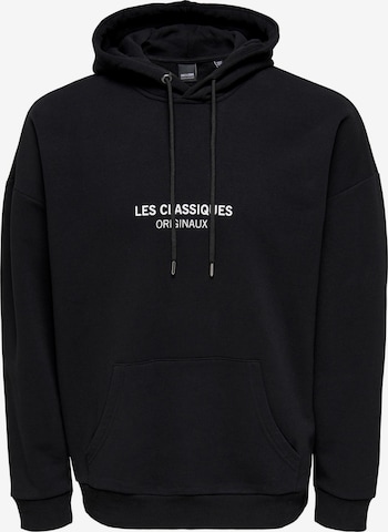 Only & Sons Big & TallSweater majica 'Les Classiques' - crna boja: prednji dio