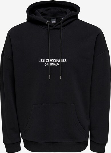 Only & Sons Big & Tall Sweatshirt 'Les Classiques' in Black / White, Item view