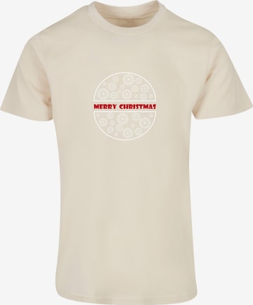 Merchcode T-Shirt 'Merry Christmas' in Beige: predná strana