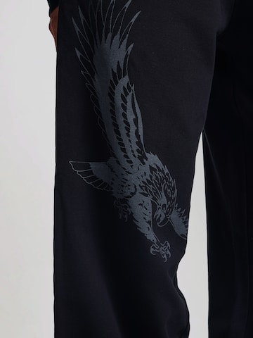 Ed Hardy Wide leg Παντελόνι 'Flying Eagle' σε μαύρο