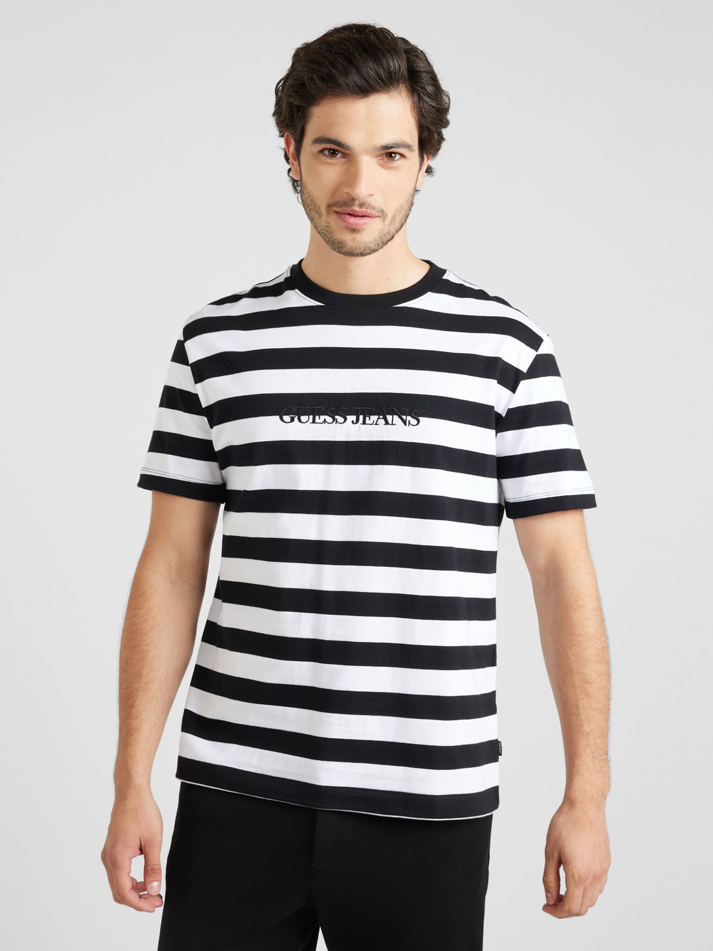 Guess black and white striped t shirt online