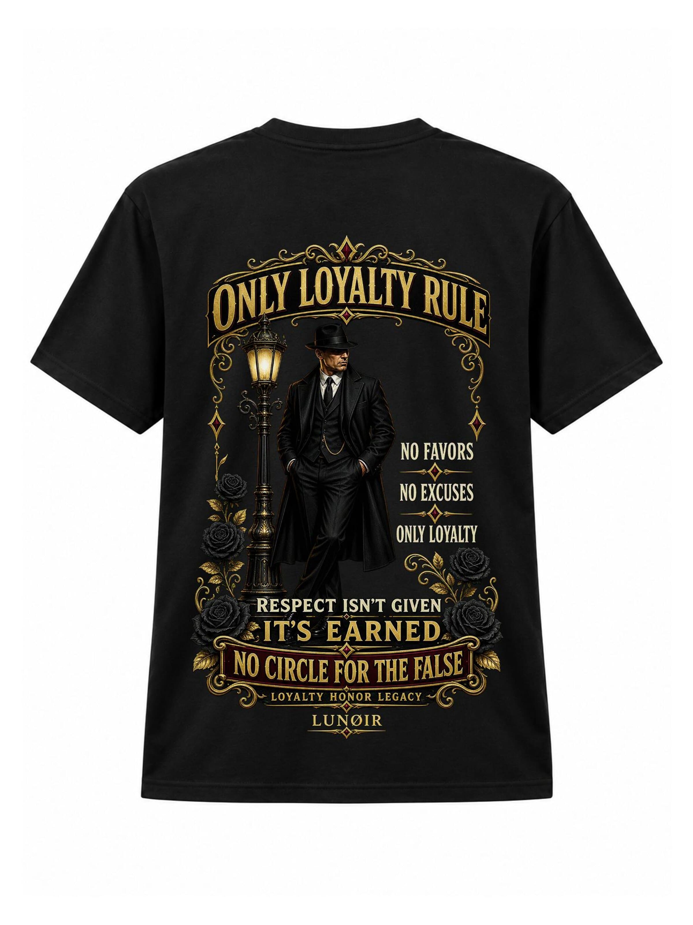 LUNØIR Studio Shirt 'Only Loyalty Rule' in Zwart: voorkant