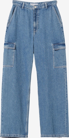 Wide Leg Jeans cargo Bershka en bleu : devant