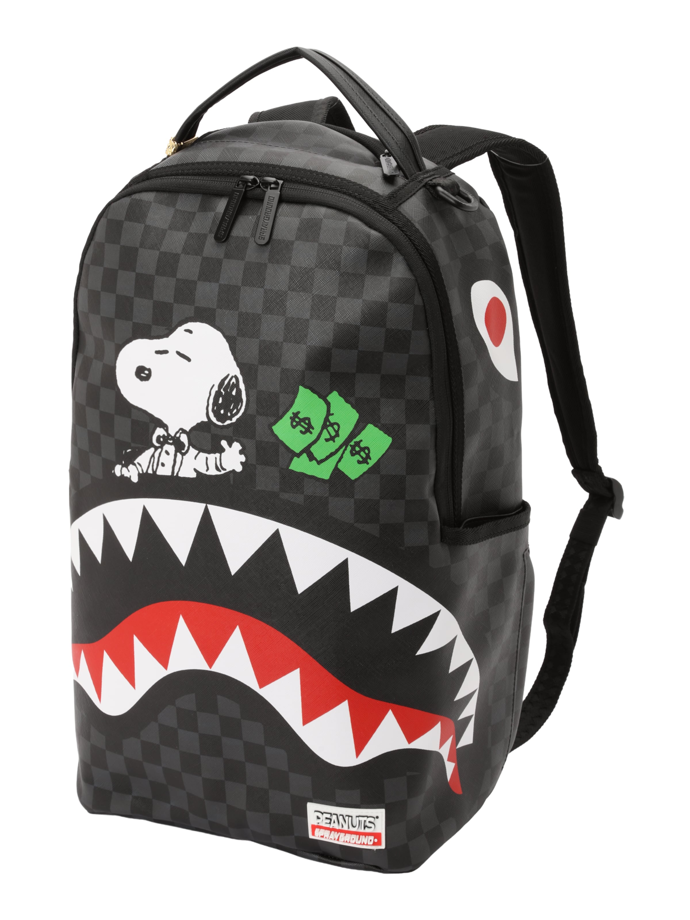 Sprayground Backpack 'Snoopy Top Shark Money' in Black