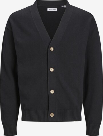 JACK & JONES Knit Cardigan in Black: front