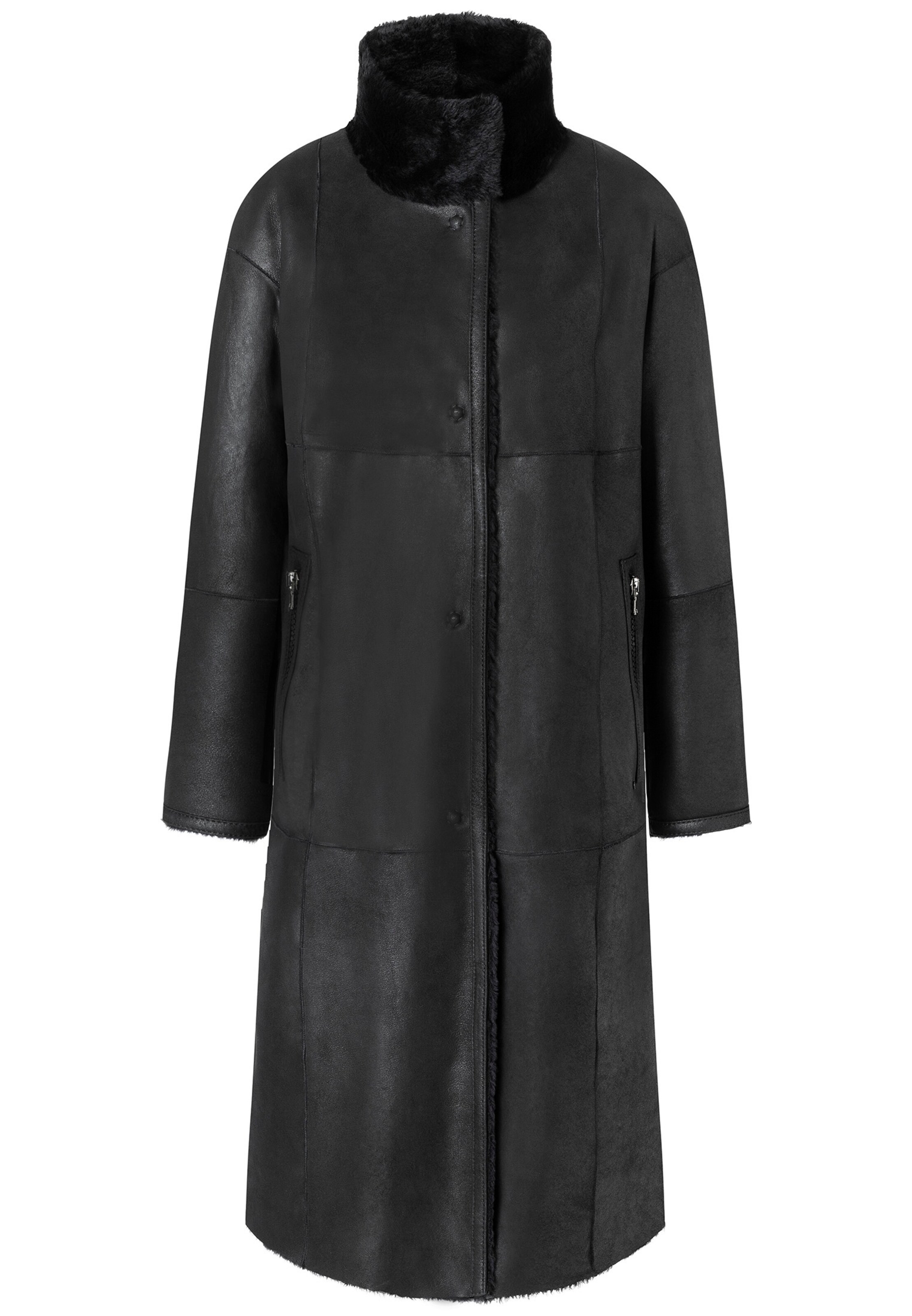 Werner Christ Lammfell-Wendemantel in Schwarz: Vorderseite