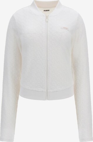 GUESS Zip-Up Hoodie in White: front