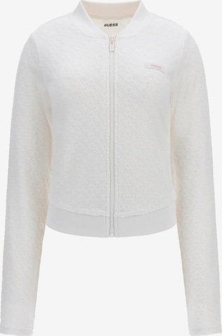 GUESS Zip-Up Hoodie in White: front