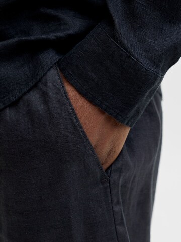 JACK & JONES Wide Leg Lærredsbukser 'JPSTBill JJLawrence' i sort