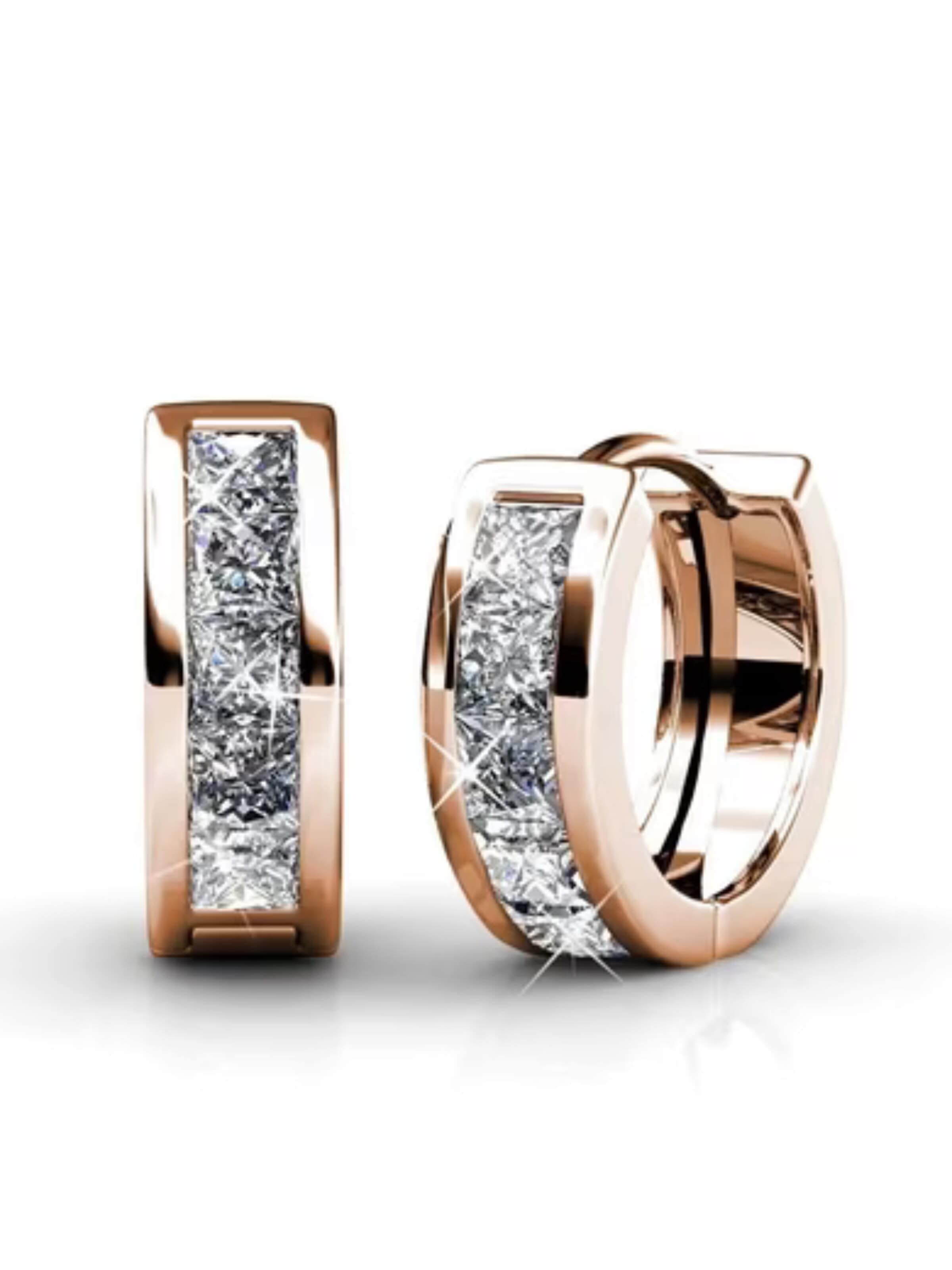 ROUGEMONT Jewellery Earrings 'Princess cut Creolen Ohrringe' in Gold: front