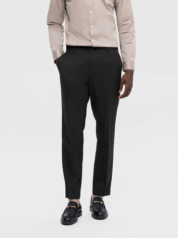 Coupe slim Pantalon à plis SELECTED HOMME en vert : devant