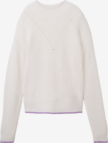 TOM TAILOR DENIM Sweater in White: front