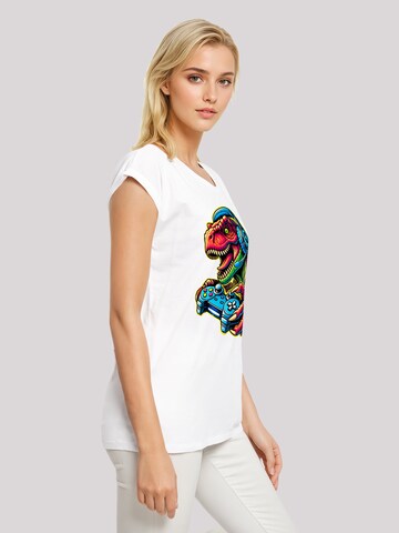 T-shirt 'Dinosaurier Gamer' F4NT4STIC en blanc
