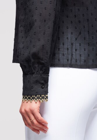 Ombre Blouse 'Dobby' in Zwart