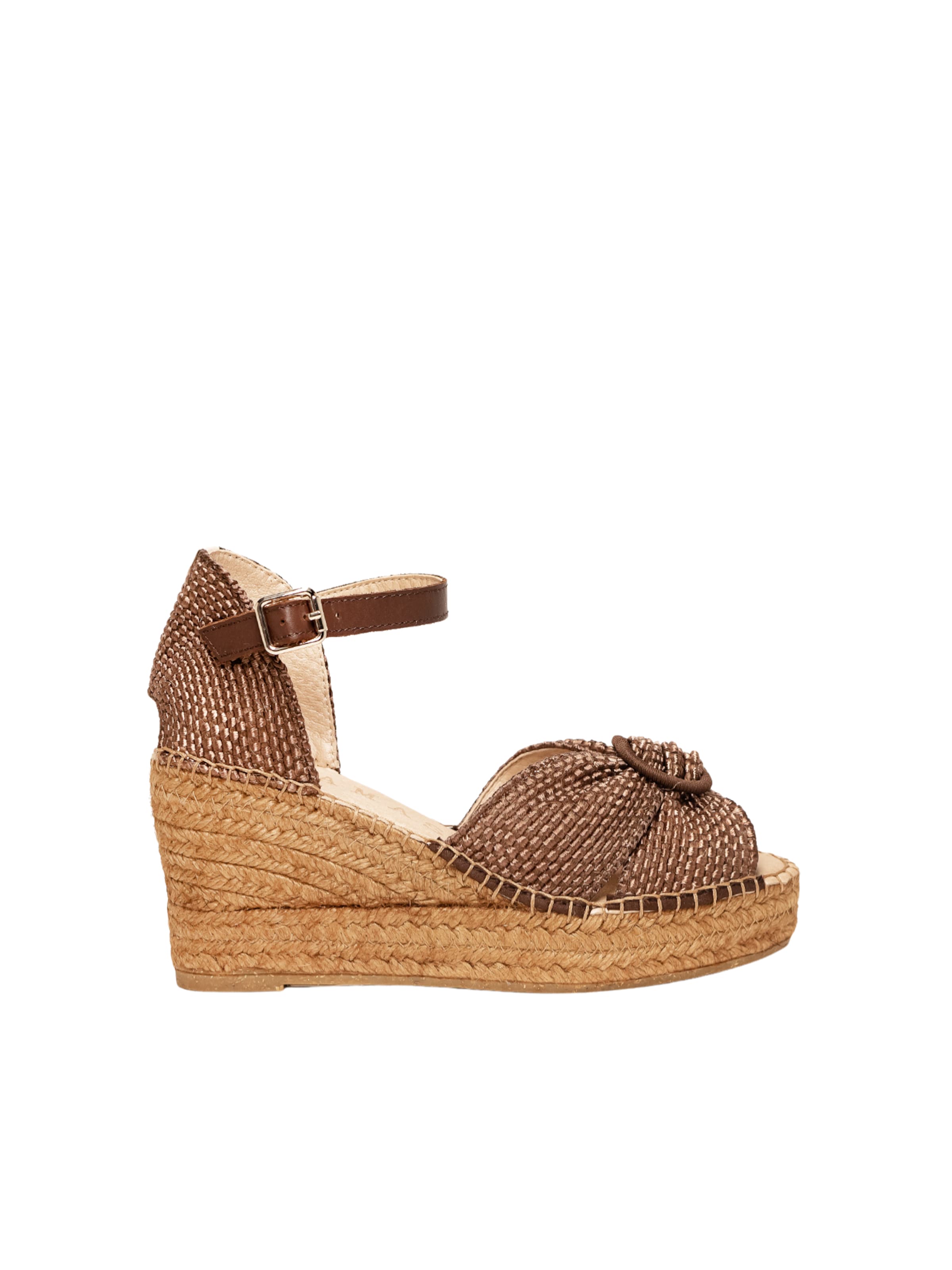 Alhamas Strap sandal 'Alpargata Cuña 8 cm' in Brown: front