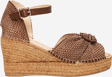 Alhamas Sandalen met riem 'Alpargata Cuña 8 cm' in Bruin: voorkant