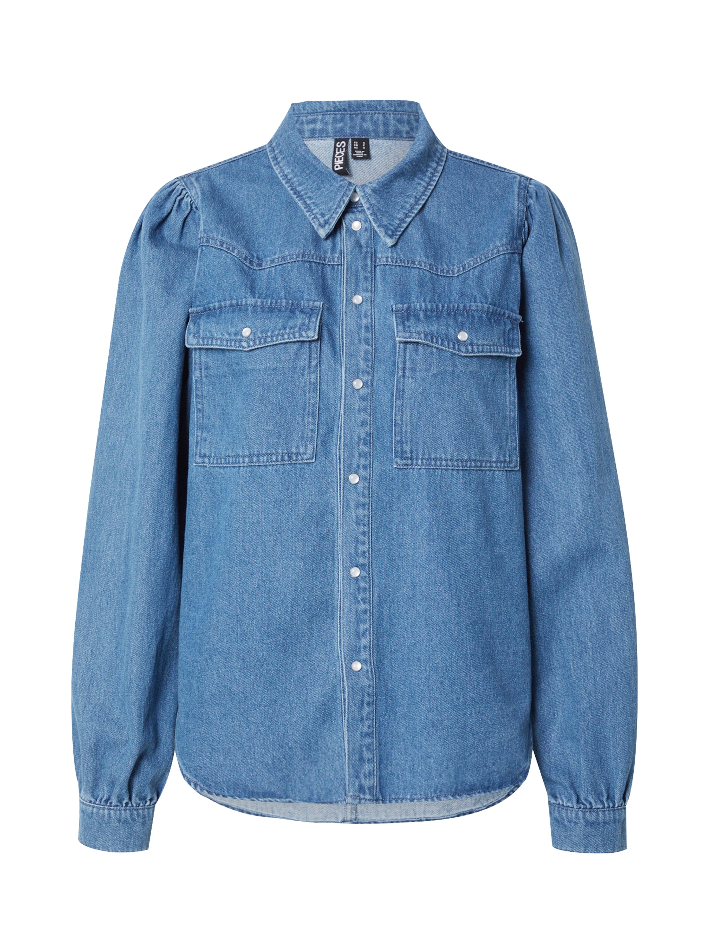 PIECES Bluse 'PAULA' in Blau: Vorderseite