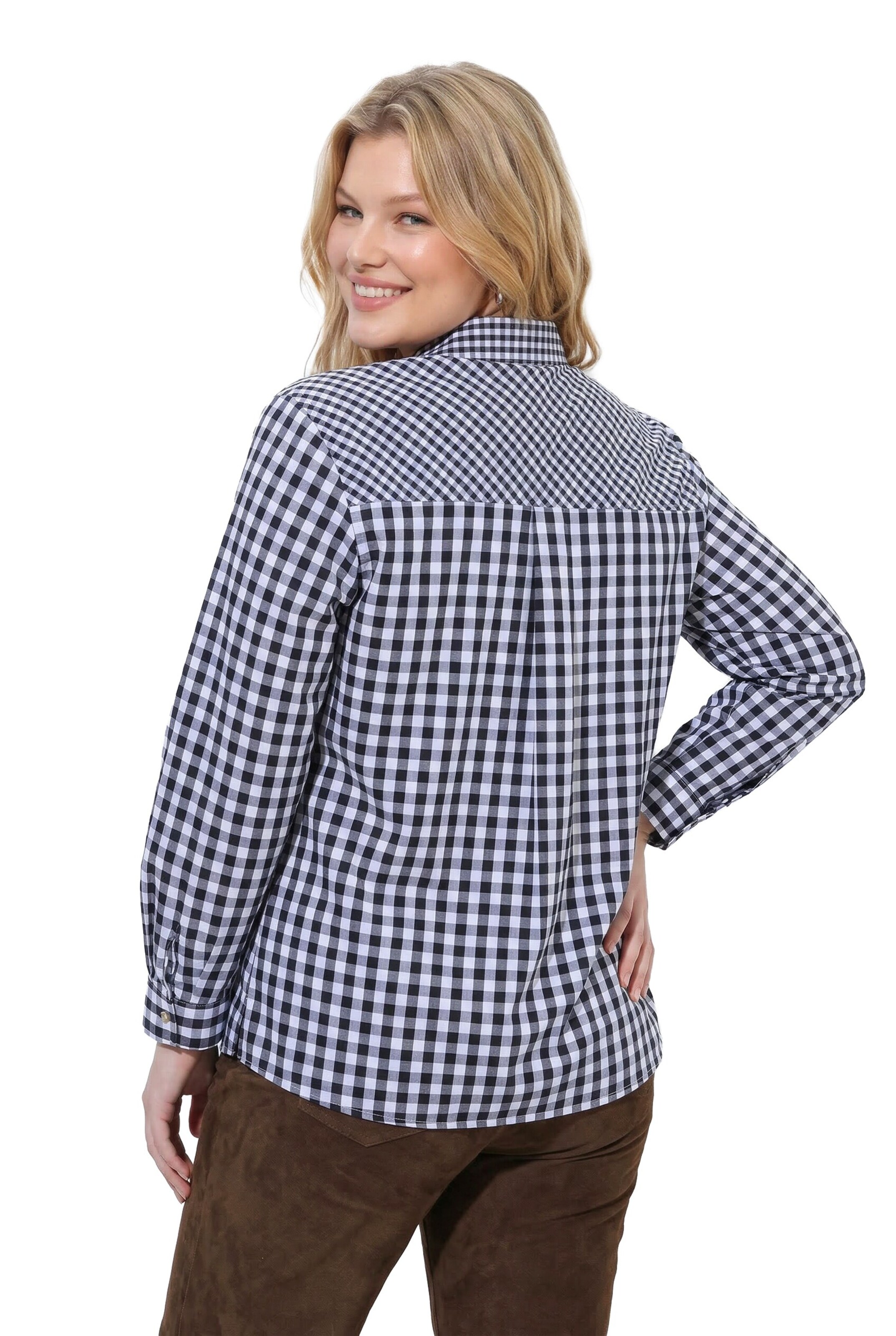 Ulla Popken Trachtenbluse in Schwarz
