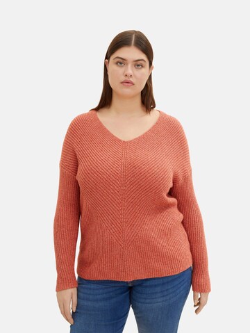 Tom Tailor Women + Sweater in Orange: front