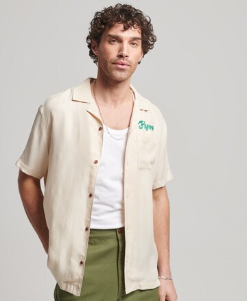 Superdry Slim fit Overhemd in Beige: voorkant